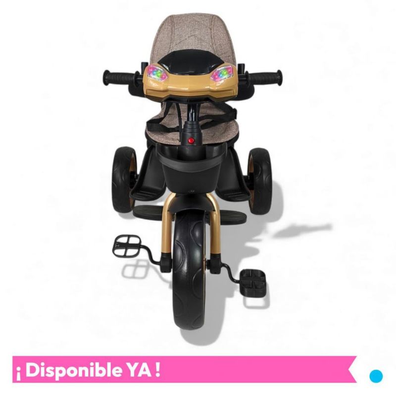 Triciclo Evolutivo 7 en 1 Acero con Asiento Giratorio 360° Toldo y Luces para Niños 1-6 Años
