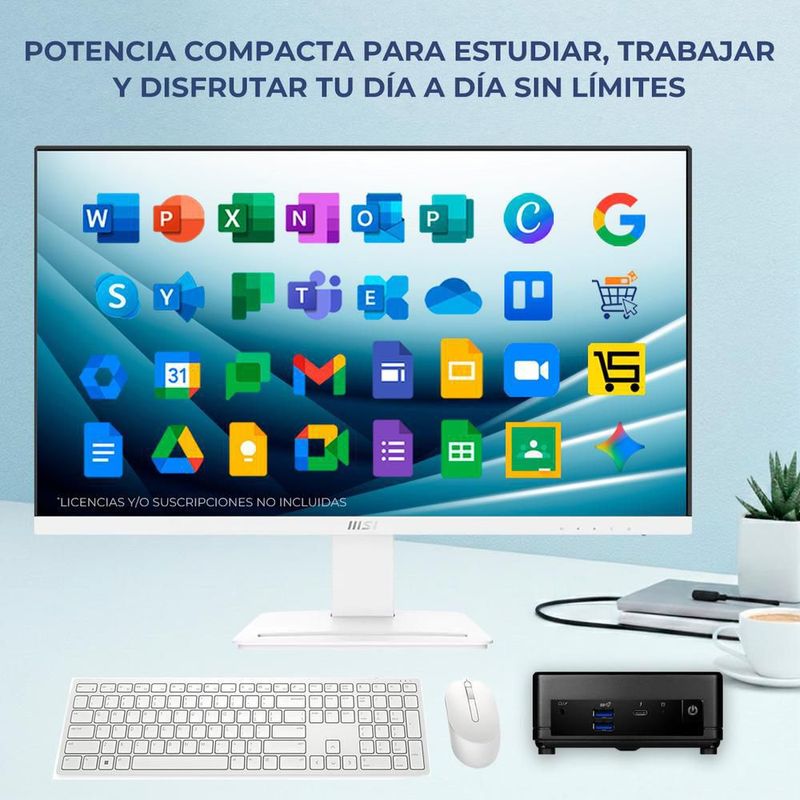 Computadora mini pc msi cubi core 3 16gb 512gb monitor 27"
