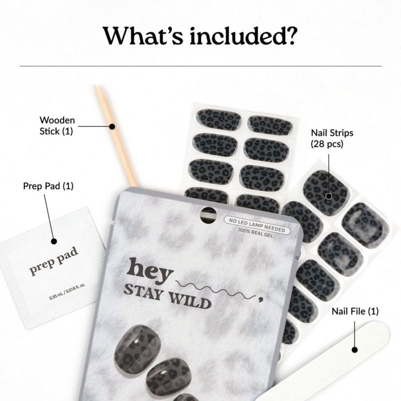Tiras de gel para uñas Heyhae Stay Wild gris ahumado