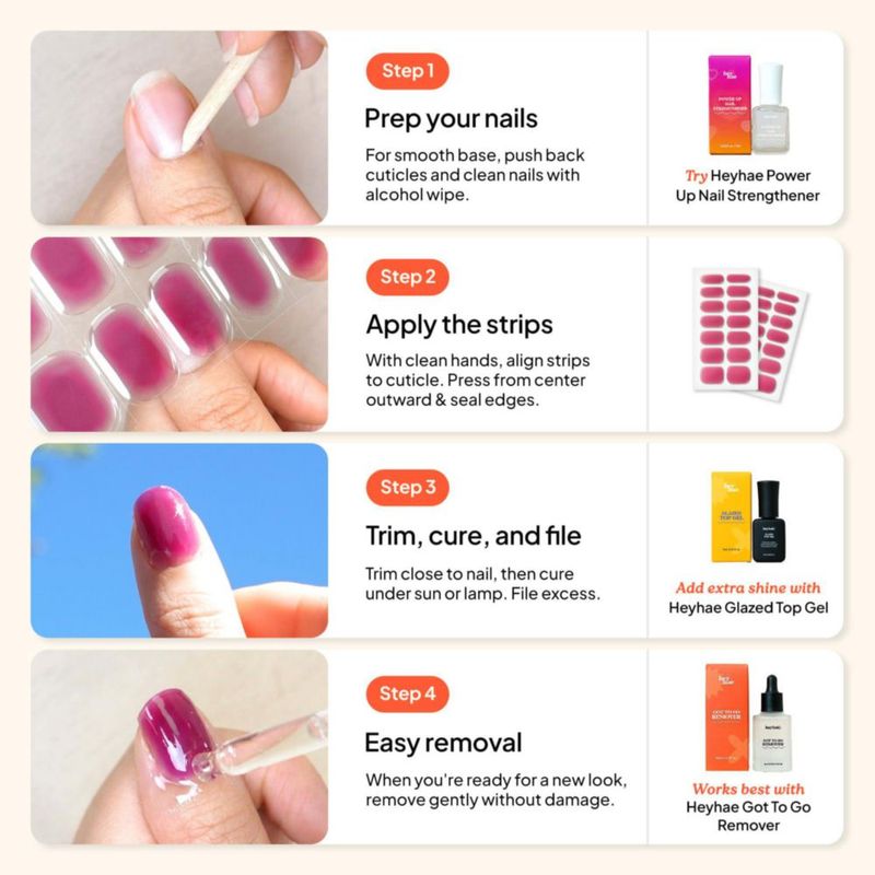 Tiras de gel para uñas Heyhae Stay Wild gris ahumado
