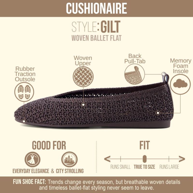 Bailarinas CUSHIONAIRE Gilt Woven color Café talla 9