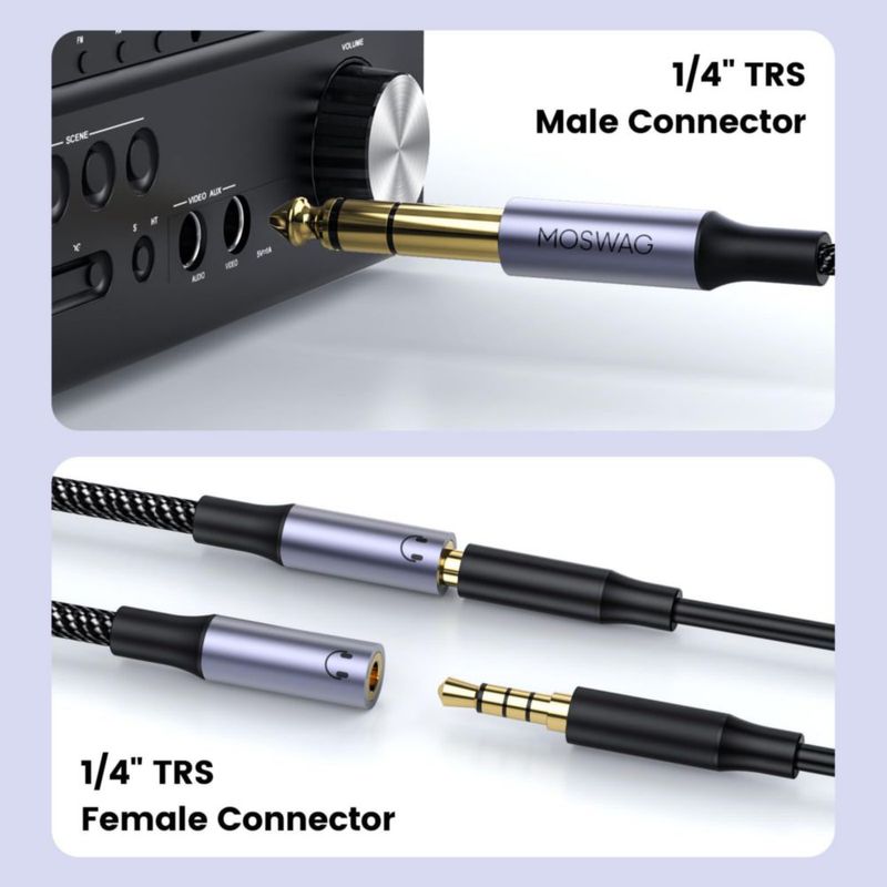 Cable TRS MOSWAG 1/4" a Doble 1/8" 20 cm