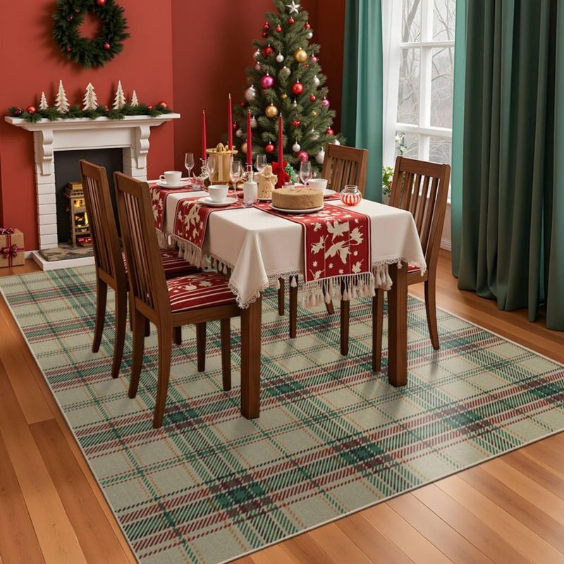 Alfombra Rugxara 147x178 cm Navideña Lavable Verde