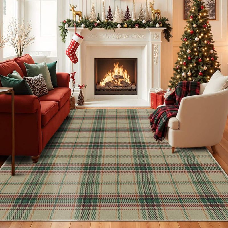 Alfombra Rugxara 147x178 cm Navideña Lavable Verde