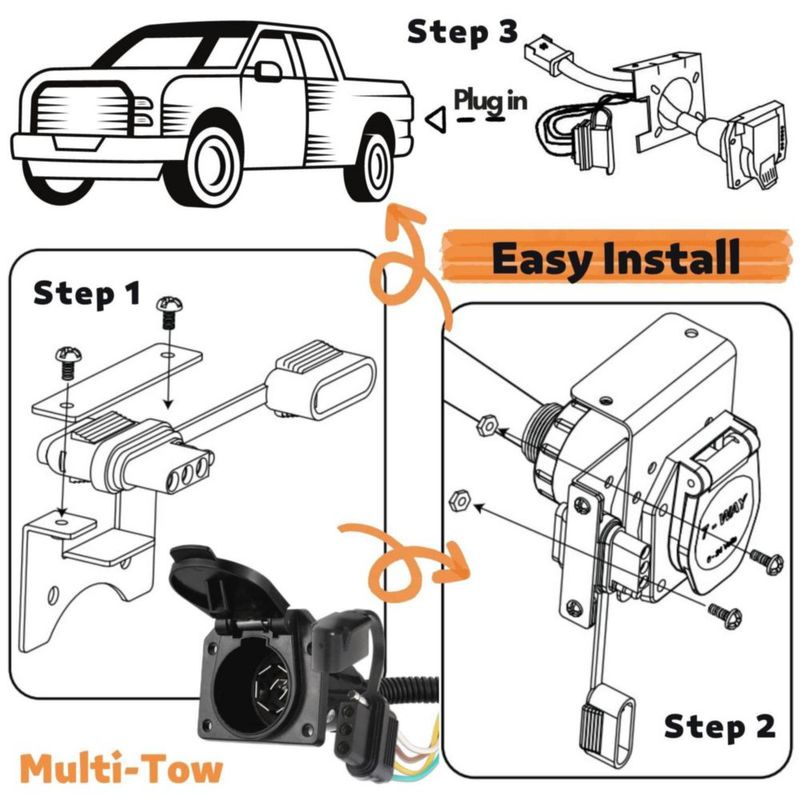 Adaptador de Conector de Cableado para Remolque MECMO 7 Vías y 4 Vías