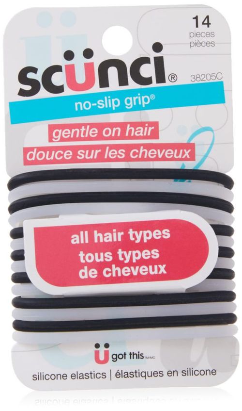 Gomas para el Cabello Scunci Antideslizantes Negro 14 uds
