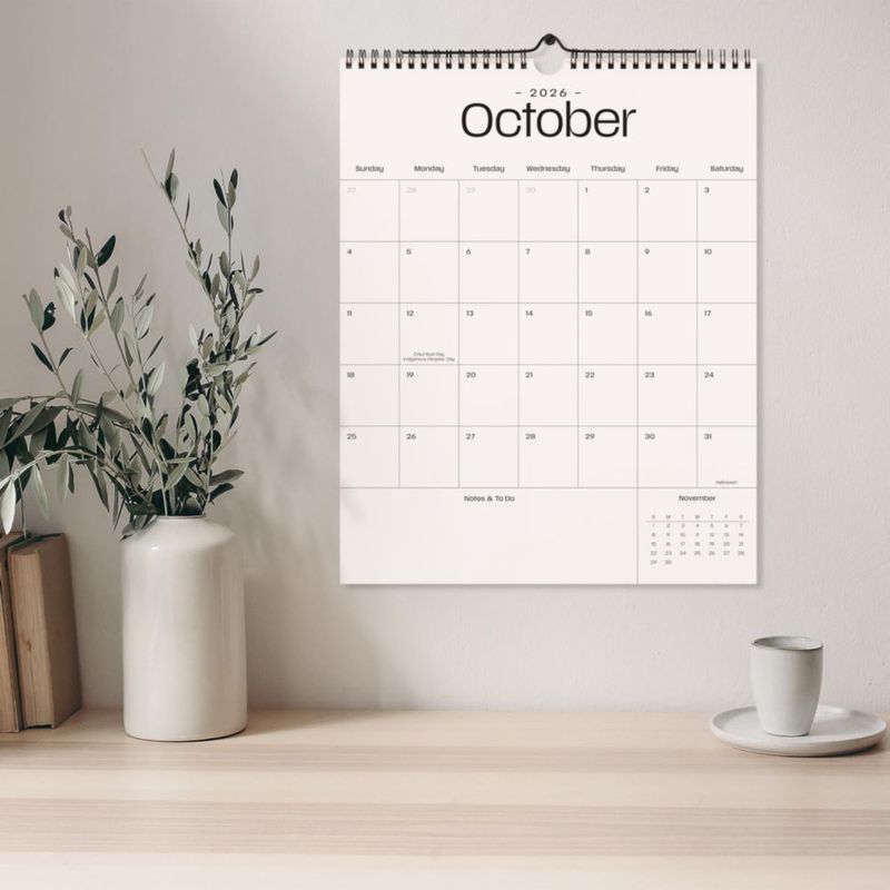 Calendario de pared ZICOTO 2026-2027 grande 37 x 29 cm