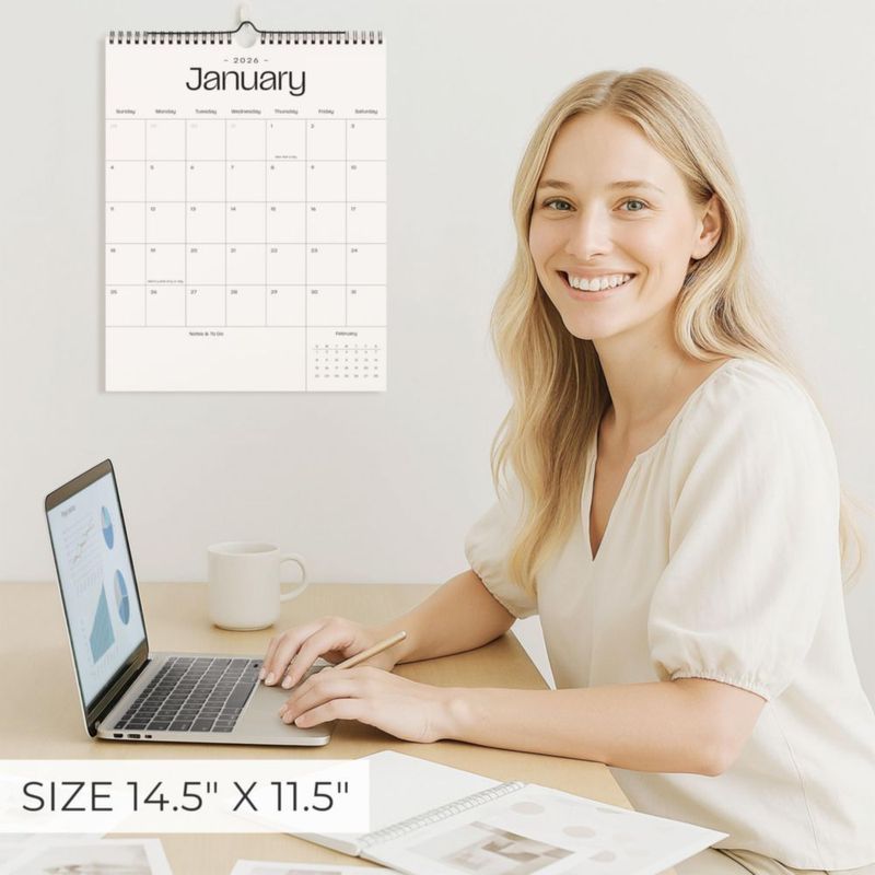 Calendario de pared ZICOTO 2026-2027 grande 37 x 29 cm