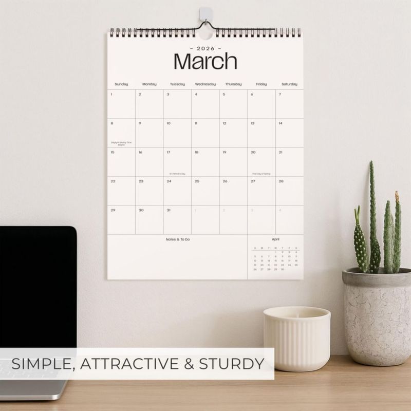 Calendario de pared ZICOTO 2026-2027 grande 37 x 29 cm
