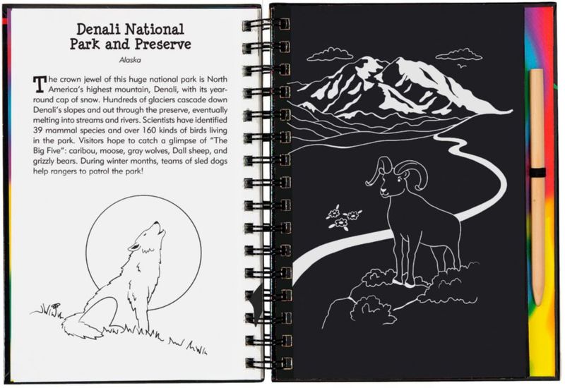 Libro PETER PAUPER PRESS Raspa y Dibuja Parques Nacionales