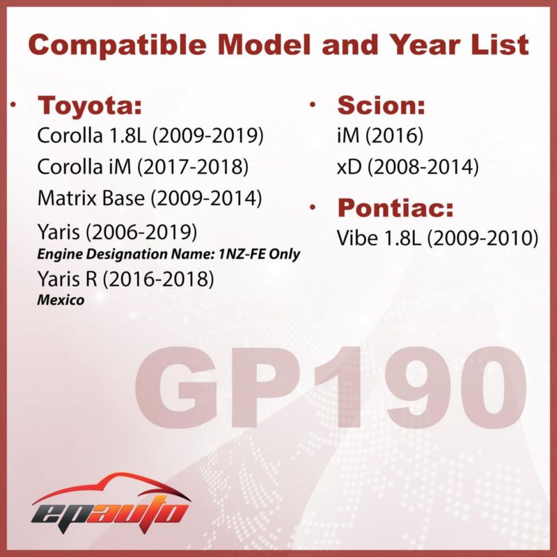 Filtro de Aire para Motor EPAuto GP190 para Toyota Corolla y Yaris