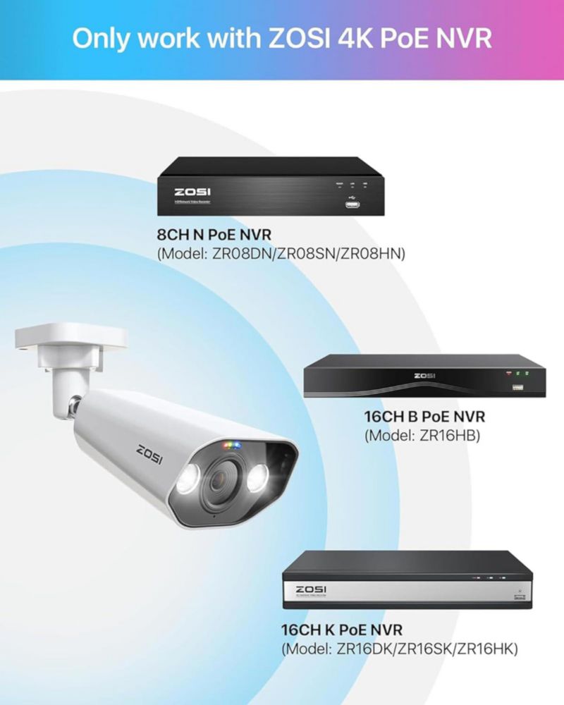 Cámara CCTV ZOSI 5MP PoE detección de personas/vehículos
