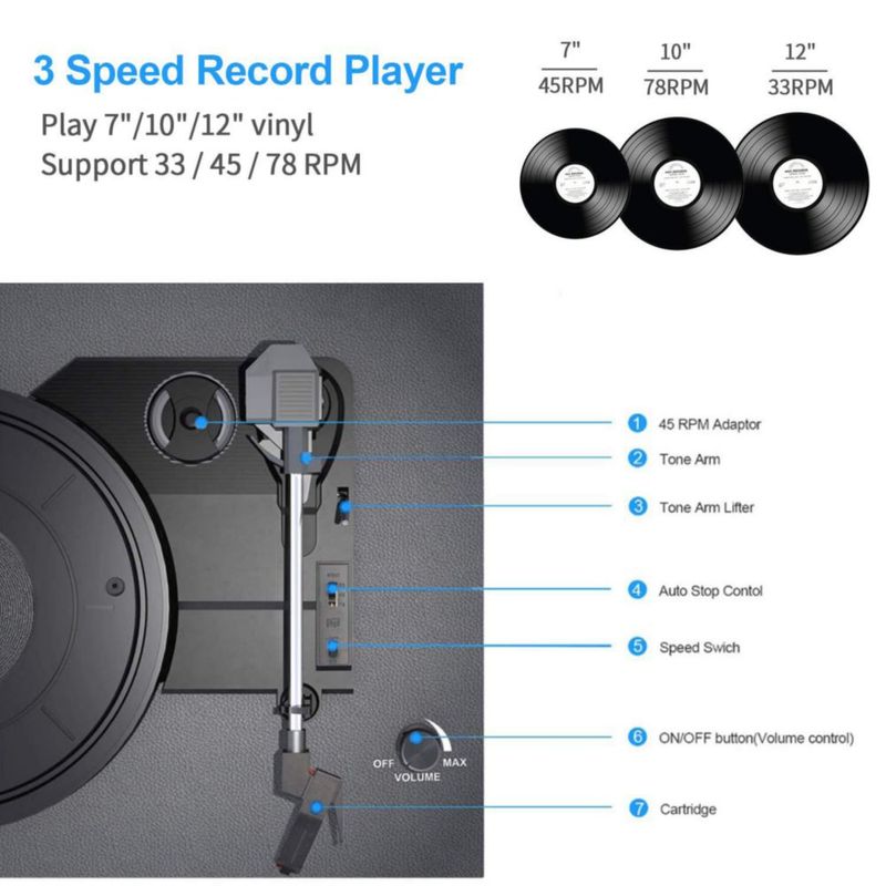 Tocadiscos DANFI AUDIO DF Bluetooth Tocadiscos color negro
