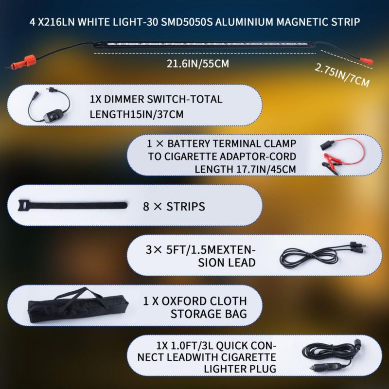 Kit de barra de luz LED Welmotive 55 cm Blanco/Ámbar IP67