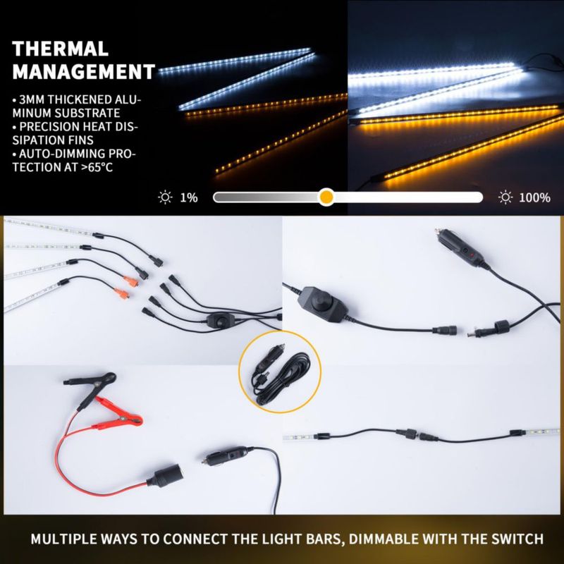 Kit de barra de luz LED Welmotive 55 cm Blanco/Ámbar IP67