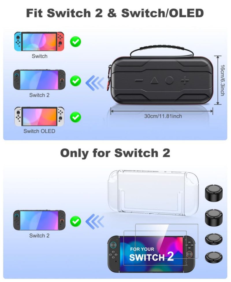 CYOYPPY Funda Portátil para Nintendo Switch 2 - Pack 4 en 1