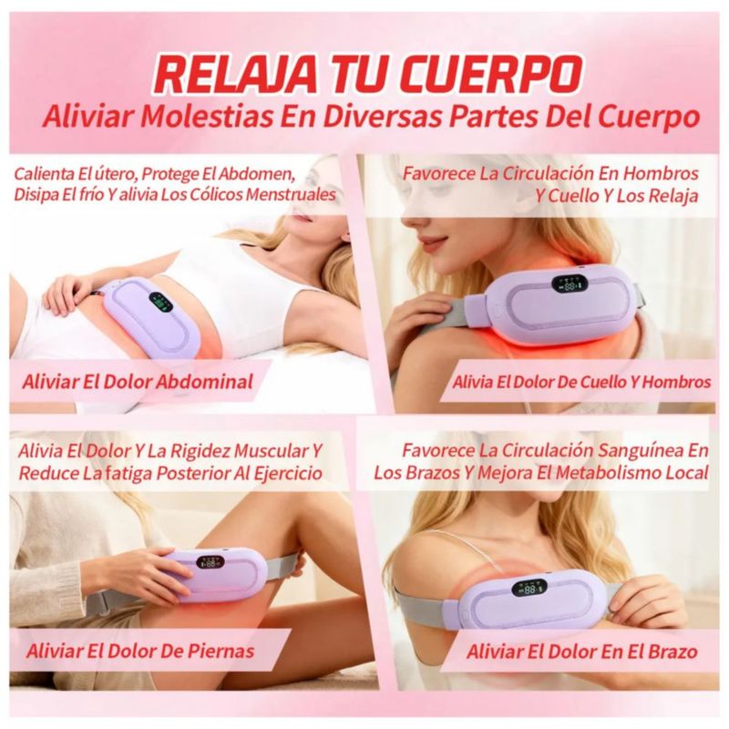 Cinturon Eléctrico, Bolsa Termica Regulable Alivio Cojin Termico Para Colicos Color Morado