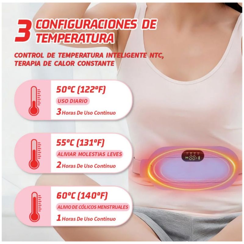 Cinturon Eléctrico, Bolsa Termica Regulable Alivio Cojin Termico Para Colicos Color Morado