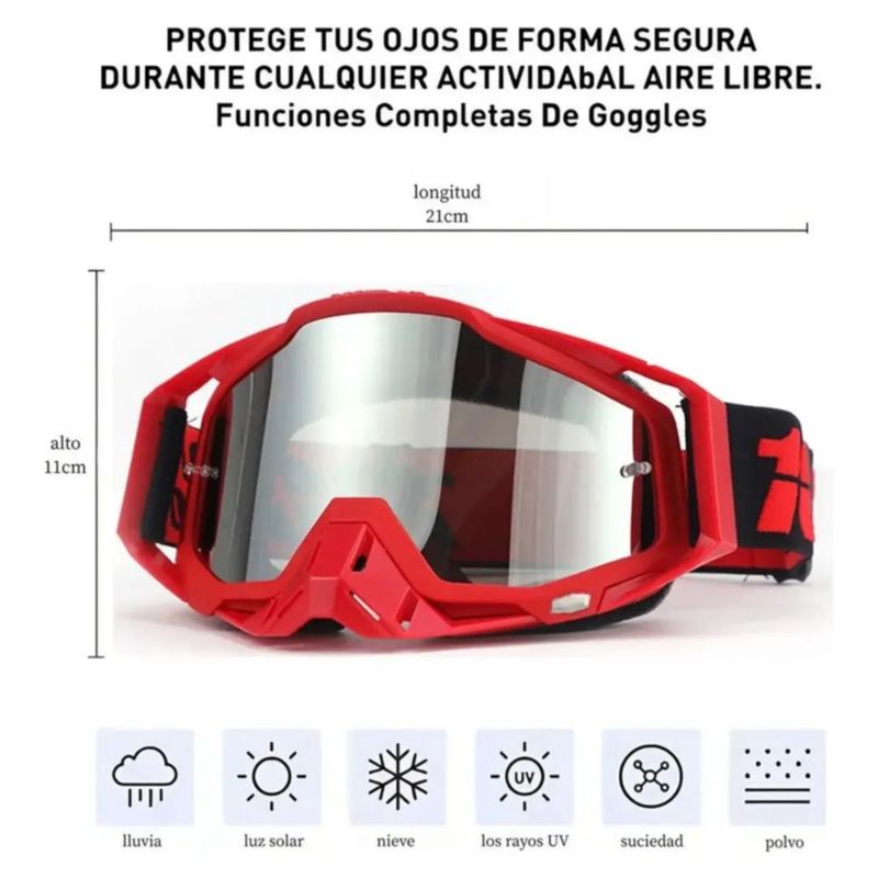 Googles Motocross De Tácticas Ajustables Para Sport Gafas, Color Rojo