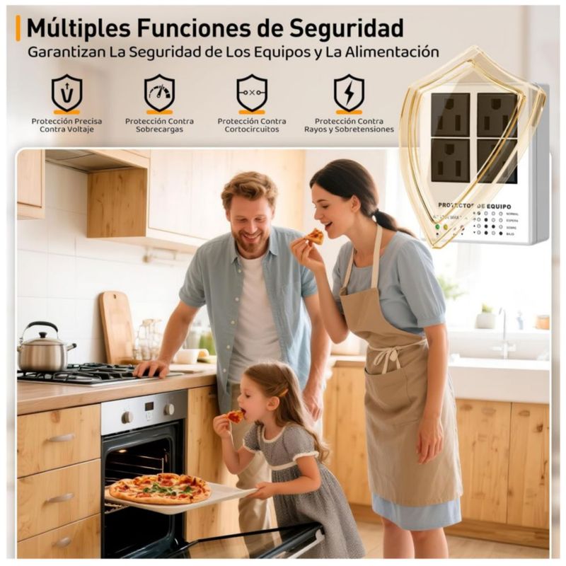 Protector de voltaje, regulador de voltaje para refrigeradores, 1800W CA 120 V máx. 15 A, cuatro tomas, Color Blanco