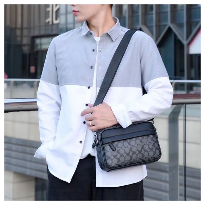 Bolso Crossbody Hombre Bandolera De Cuero Color Negro