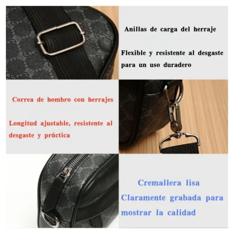 Bolso Crossbody Hombre Bandolera De Cuero Color Negro