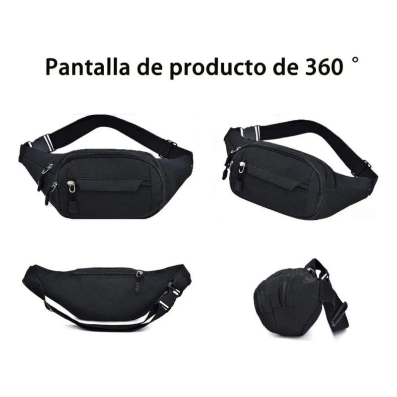 Riñonera Deportiva Mujer, Cangurera de Hombre Color Negro