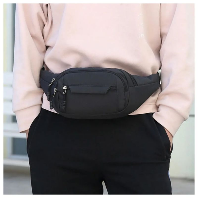 Riñonera Deportiva Mujer, Cangurera de Hombre Color Negro