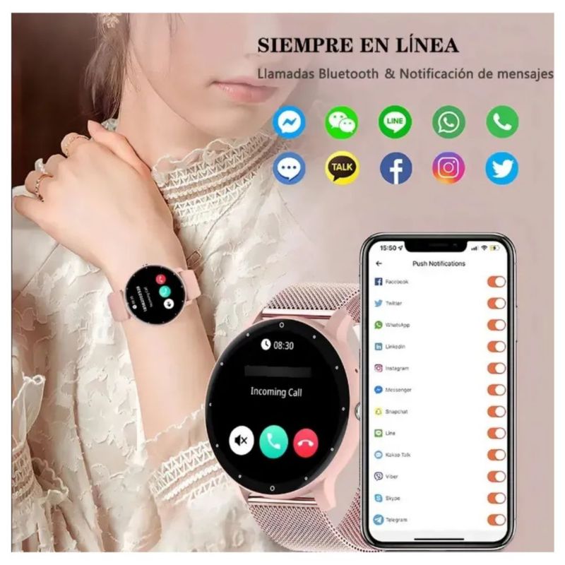 Reloj Inteligente para Mujer Smartwatches Color Rosa