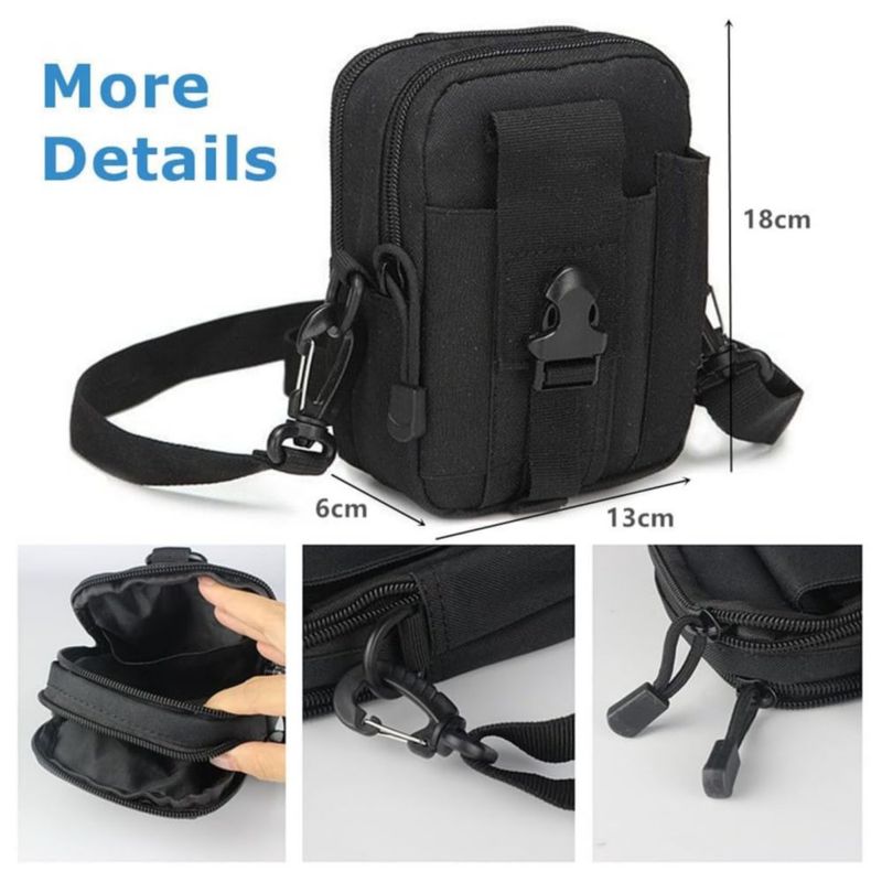 Bolsa Bandolera Táctica Multiusos Porta Celular Color Negro