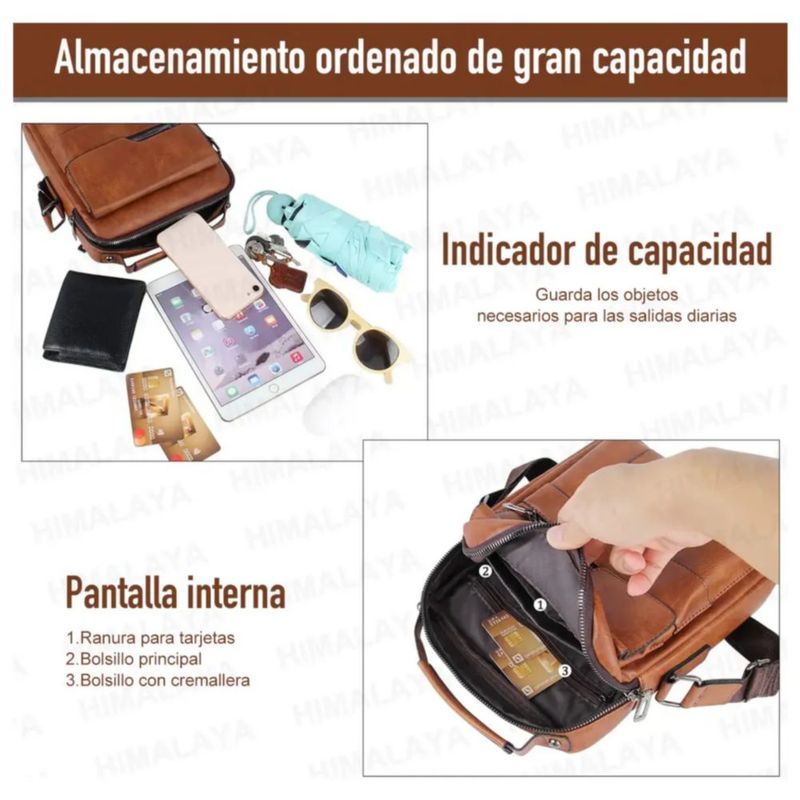 Bolso Bandolera Mariconera Hombre Color Café