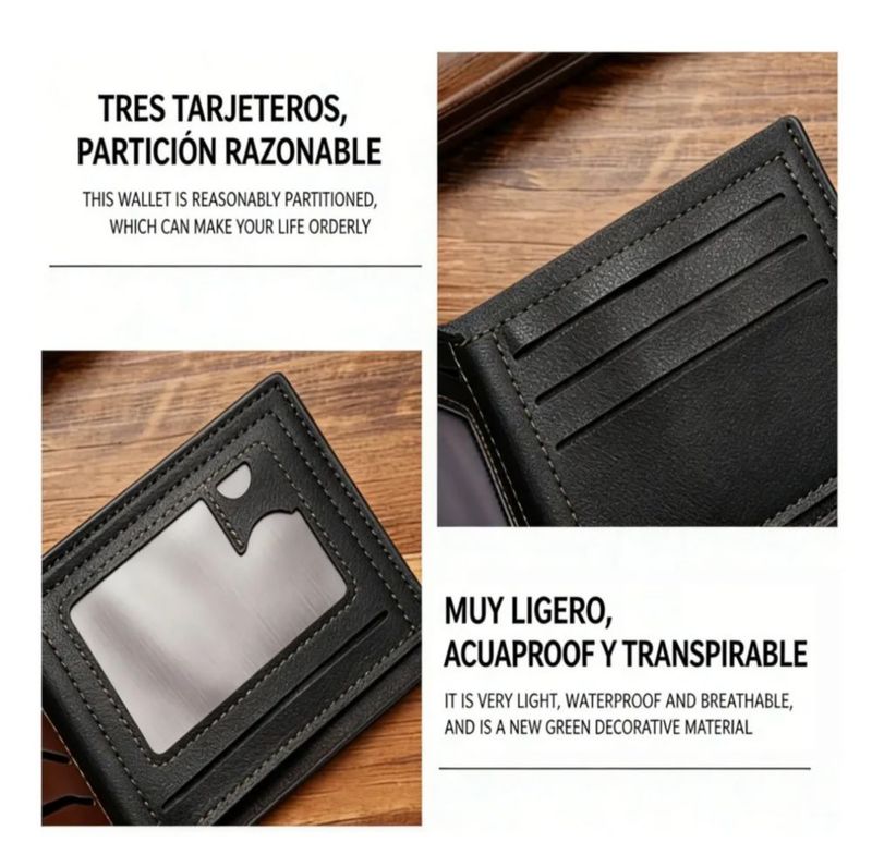 Carteras Para Hombre con Tarjetero Color Negro