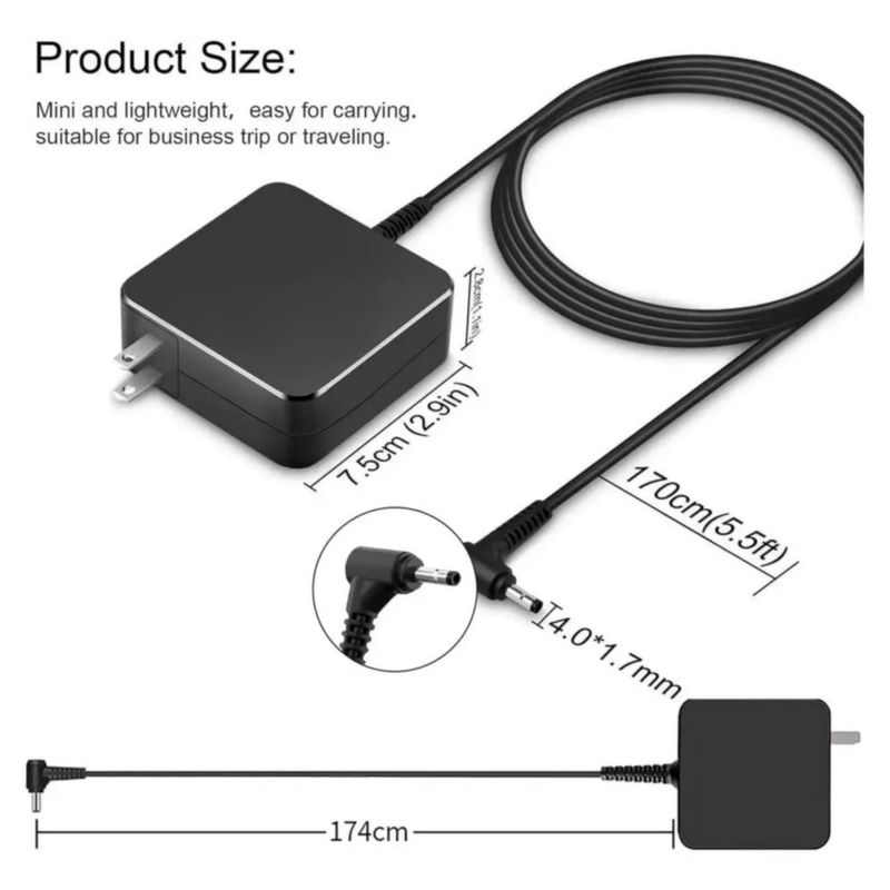 Cargador para Lenovo Conector 4.0x1.7mm Color Negro