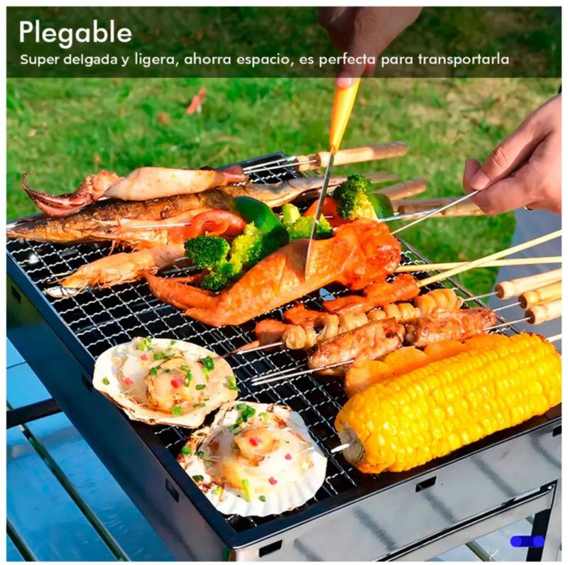 Mini Parrilla De Carbón Portátil Plegable Acero Inoxidable Color Negro
