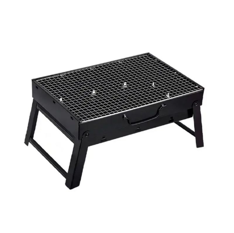 Mini Parrilla De Carbón Portátil Plegable Acero Inoxidable Color Negro