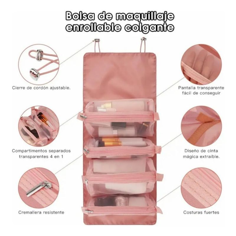 Bolsa Organizador De Viaje Portátil Color Rosa