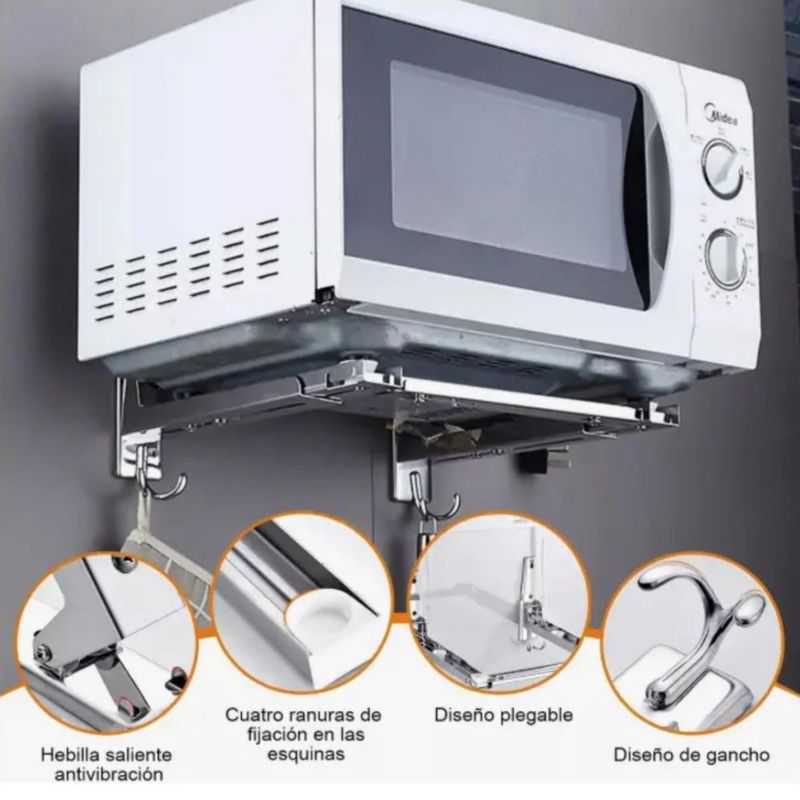 Soporte Horno Microondas Reforzado Con Base Plateado