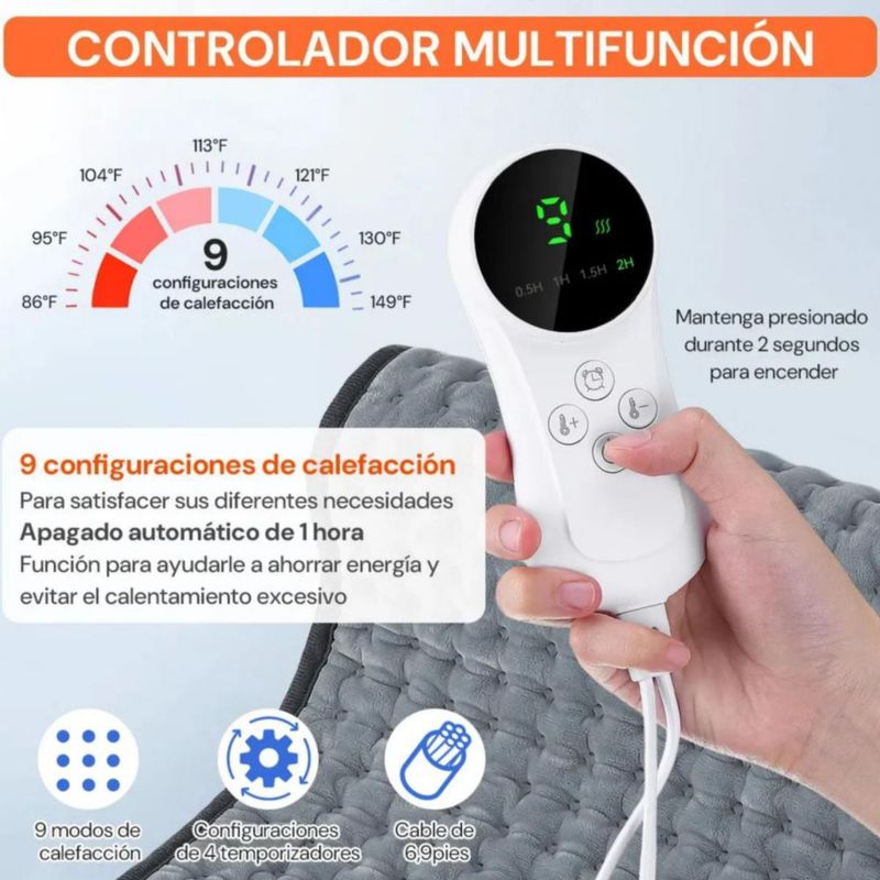 Compresa Caliente Eléctrica 9 Niveles De Temperatura Gris