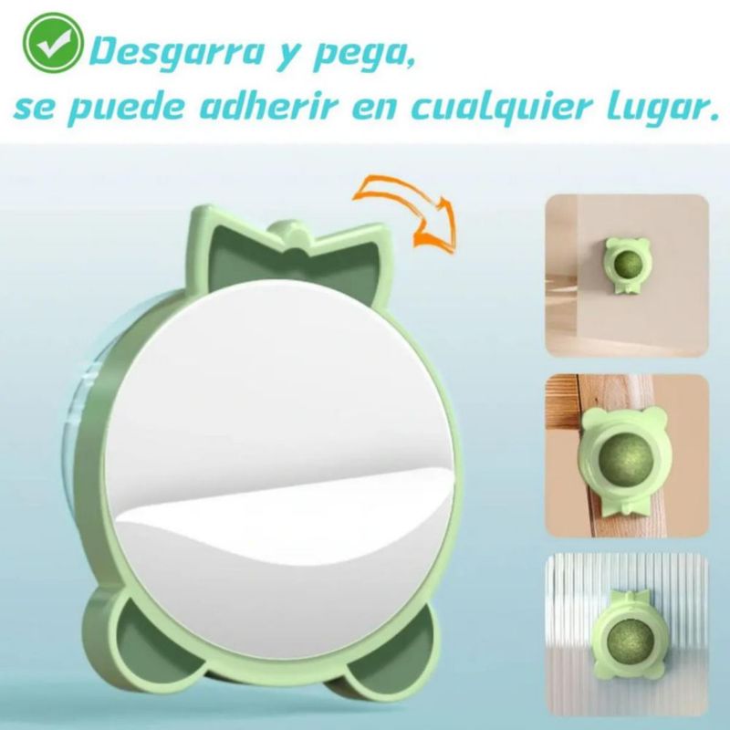 Bola Giratoria Con Hierba Gatera Para Aliviar El Estrés 4 Pzs De Gatos Verde