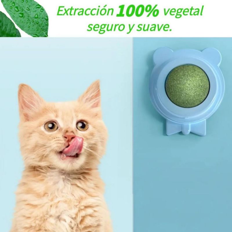 Bola Giratoria Con Hierba Gatera Para Aliviar El Estrés 4 Pzs De Gatos Verde