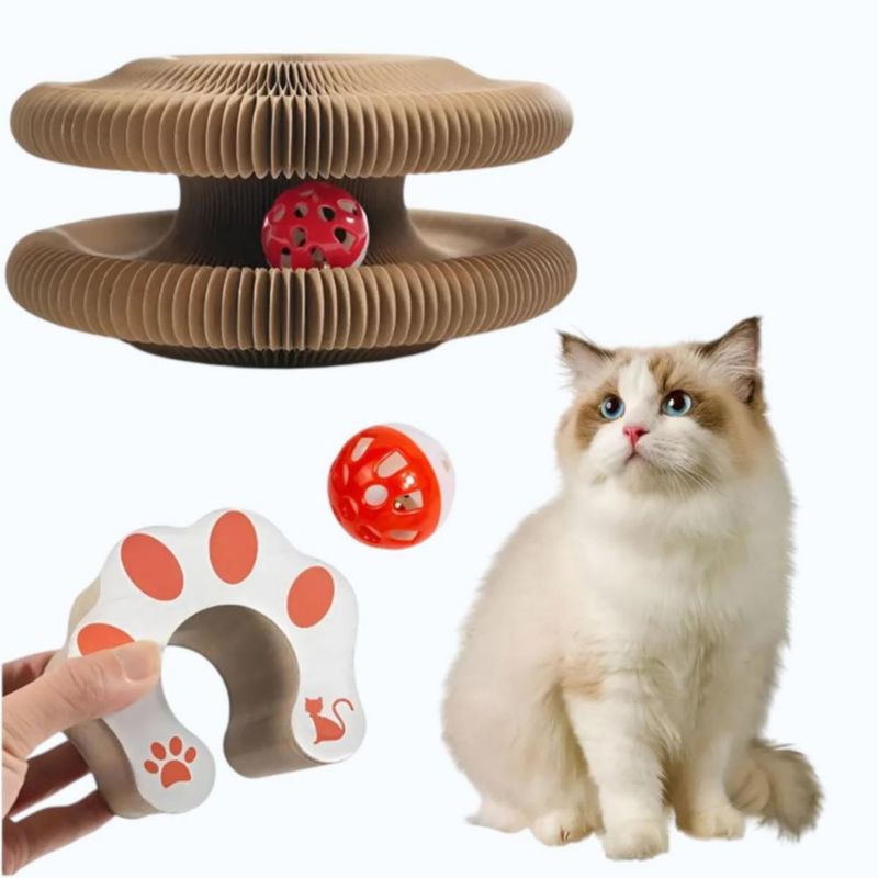 Rascador Para Gato Magia Con Cascabeles Blanco con Rojo