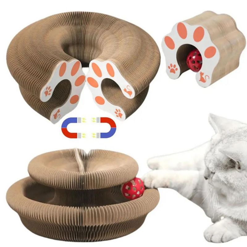 Rascador Para Gato Magia Con Cascabeles Blanco con Rojo