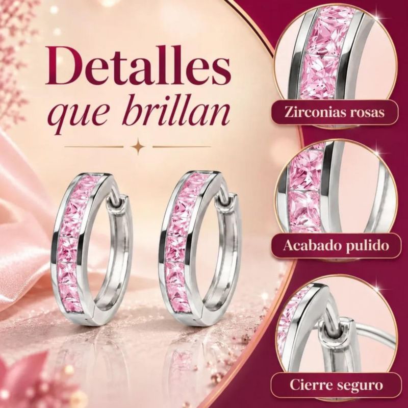 Arrancadas Mujer Elegante Plata 925 Rosa