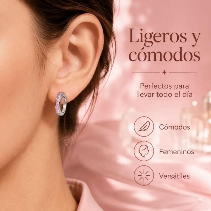 Arrancadas Mujer Elegante Plata 925 Rosa