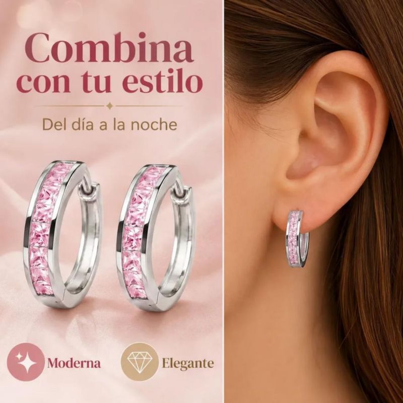 Arrancadas Mujer Elegante Plata 925 Rosa
