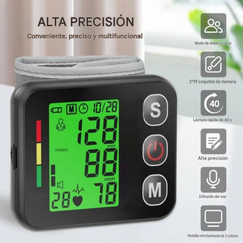 Baumanómetro De Muñeca Monitor De Presión Arterial Automático Negro