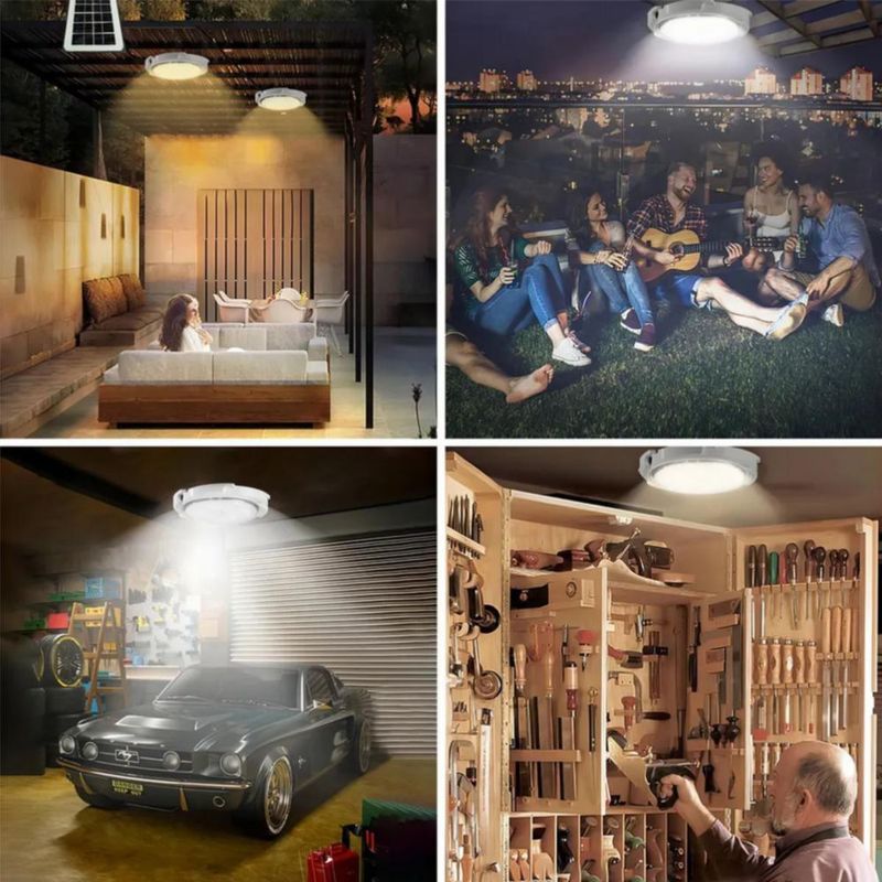 Lampara Solar De Jardín Luz De Techo Interior Y Exterior 300 W, 3 Colores De Luz Blanco