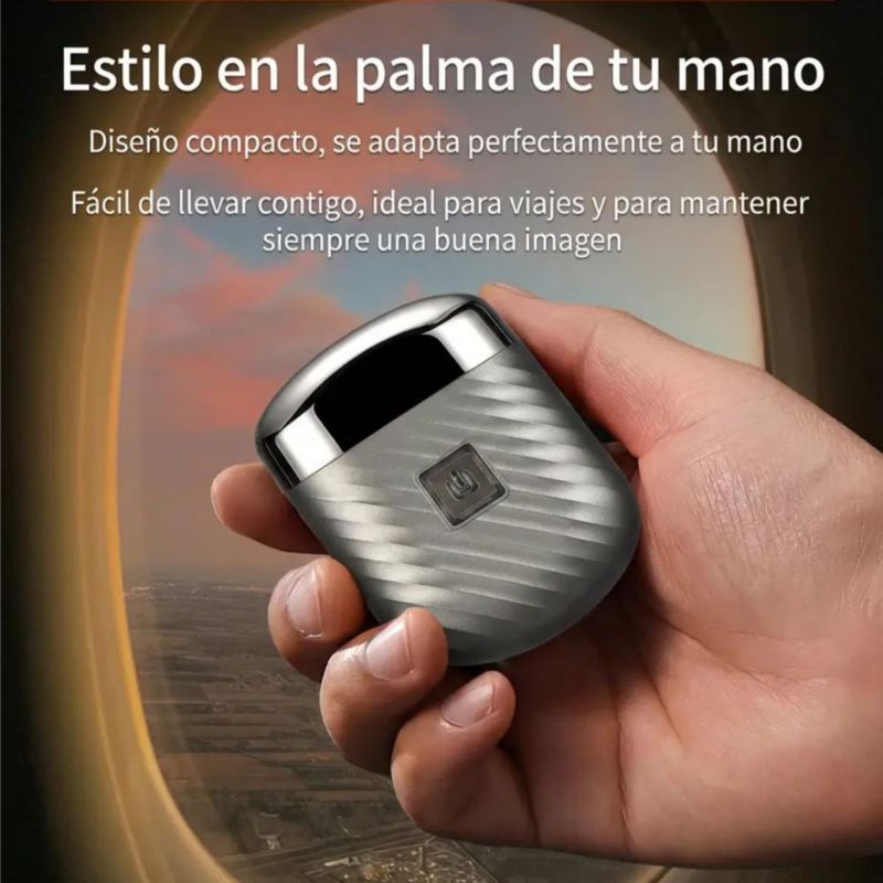 Rasuradora Mini Eléctrica Portátil Para Hombre Doble Anillo Plateado