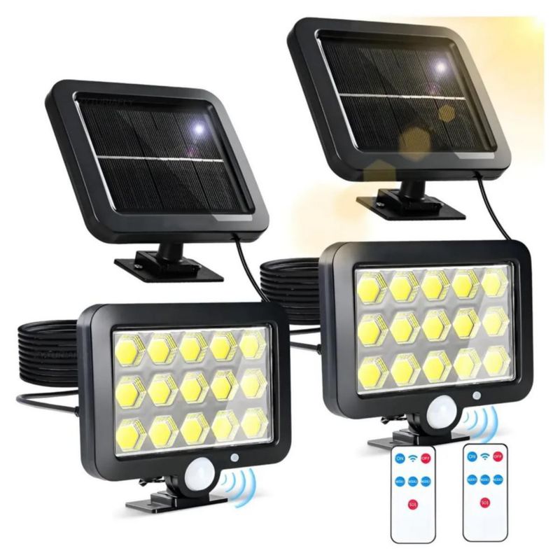 Lámpara Solar De Pared Exteriores Sensor Luz 3 Modos 2pcs Negro
