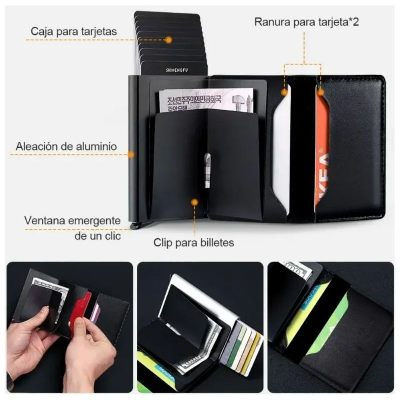 Cartera Para Hombre Con Protección Rfid Color Negro